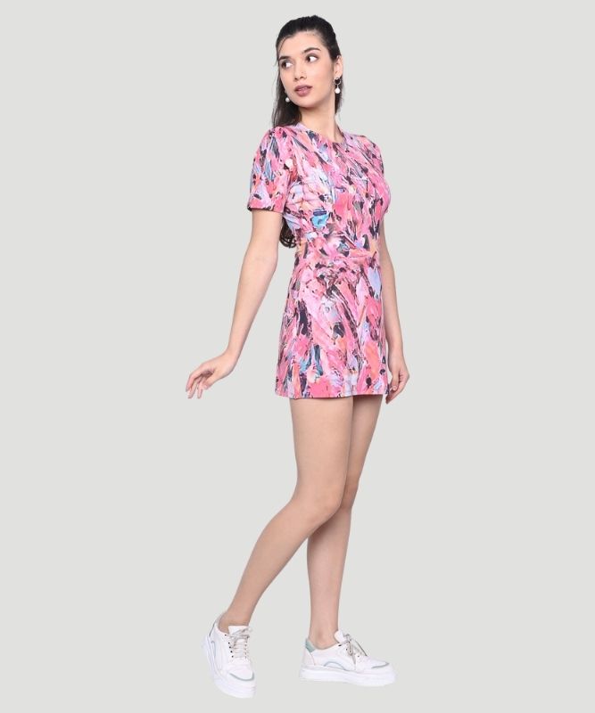 Women's Multicolor Geometric Print Regular Fit Mini Dress
